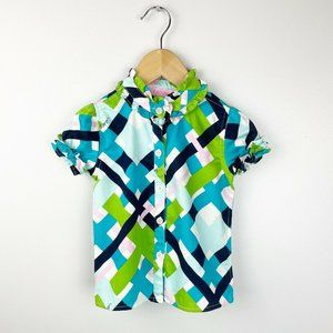 LILLY PULITZER Girl 2T Graphic Blue Plaid Blouse